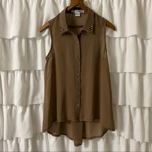 Brown Studded Sans Souci Tank Top